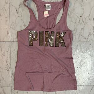 PINK Victoria's Secret Tank Top - Mauve with Sequin Logo